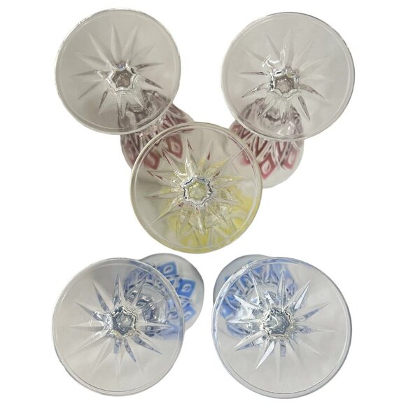 5 Vintage VMC Reims French Harlequin Fluted Champagne Glasses Set Cocktail Wine - Picture 9 of 10